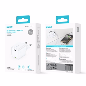 BWOO GaN PD wall charger 30W 1x USB-C port 1A white