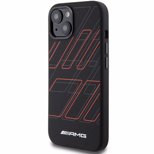 AMG Silicone Large Rhombuses Pattern MagSafe suojakuori iPhone 15 Plus / 14 Pluslle - musta