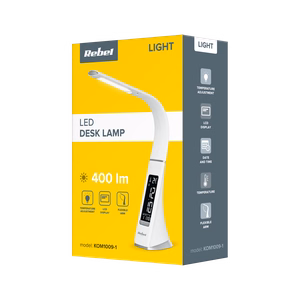 REBEL LED-pöytävalaisin kellolla, kalenterilla ja lämpötilanäytöllä