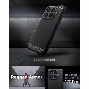 Spigen Rugged Armor -suojakuori Xiaomi 17T Prolle, mattamusta