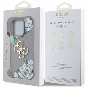 Guess Grained Roses Big 4G Logo Suojakuori iPhone 16 Pro Max:lle - violetti