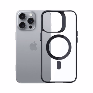 3mk Satin Armor MagCase MagSafe-tuella iPhone 16 Pro Max:lle - Läpinäkyvä mustalla kehyksellä