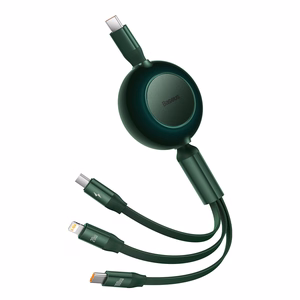 Baseus Cable Bright Mirror 2 3 in 1 - Type C to Micro USB, Lightning, Type C - 100W 1,1 metres (CAMJ010206) green