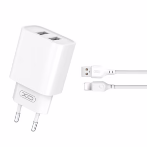 XO seinälaturi CE02C 2x USB 2,1A valkoinen