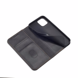 Magneetti Fancy Kotelo Kotelo iPhone 12 Pro Max pussi lompakko kortinhaltija Musta