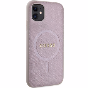 Guess GUHMN61PSAHMCP Suojakuori iPhone 11 / Xr:lle - vaaleanpunainen Saffiano MagSafe