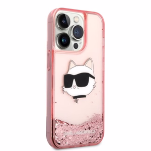 Karl Lagerfeld KLHCP14XLNCHCP iPhone 14 Pro Max 6.7" vaaleanpunainen/vaaleanpunainen kovakuori Glitter Choupette Head