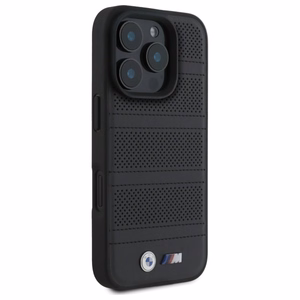 BMW M Perforated And Stitched Line MagSafe Suojakuori iPhone 16 Pro Max:lle - Musta
