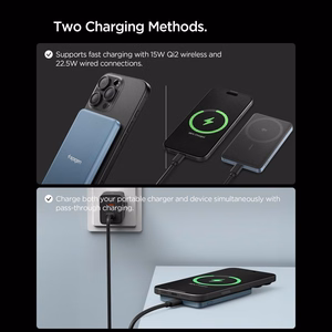 Spigen EA2205MQ Essential MagSafe 5000MAH 22.5W QI2 Varavirtalähde - laivastonsininen