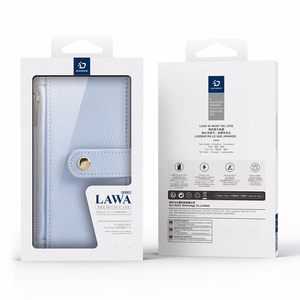 Dux Ducis Lawa Nahkainen Suojakuori iPhone 16 Pro:lle irrotettavalla magneettisella lompakolla - sininen