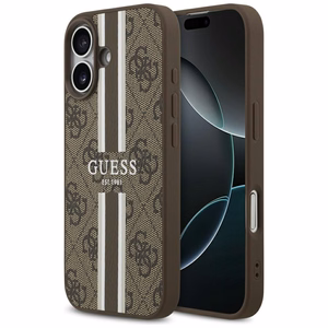 Guess 4G Printed Stripes MagSafe-suojakuori iPhone 17:lle - ruskea