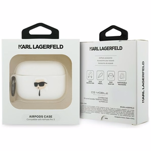 Karl Lagerfeld Silicone Karl Head 3D Case for AirPods Pro 3 - White