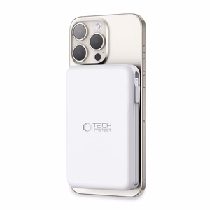 Tech-Protect LifeMag PB31 Power Bank MagSafe 10000mAh 15W USB-C / USB-A / Sisäänrakennetut USB-C / Lightning-kaapelit - Valkoinen