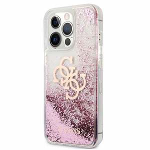 Guess GUHCP13XLG4GPI iPhone 13 Pro Max 6.7" vaaleanpunainen/vaaleanpunainen kovakotelo 4G Big Liquid Glitter