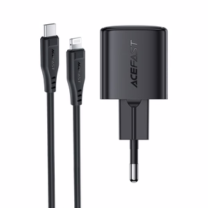 Acefast A118 30W GaN USB-C verkkolaturi 1.2m USB-C Lightning kaapelilla - musta