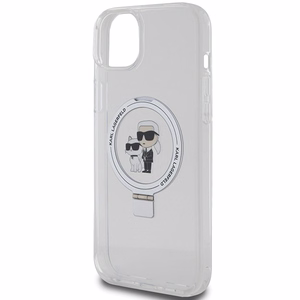 Karl Lagerfeld KLHMP15MHMRSKCH iPhone 15 Plus / 14 Plus 6.7 valkoinen/valkoinen kovakuori Ring Stand Karl&Choupette MagSafe
