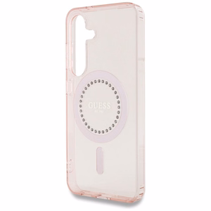 GUESS Suojakuori Samsung S25:lle GUHMS25SPFTDTEP (Magneettinen IML Rhinestones) Vaaleanpunainen