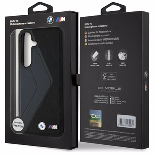 BMW Nahkainen Oversized Stripes MagSafe Suojakuori Samsung Galaxy S25:lle - musta