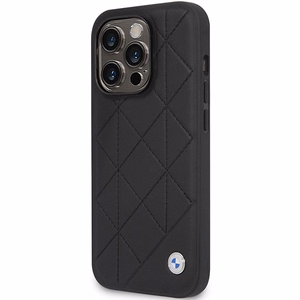 BMW BMHCP14L22RQDK Suojakuori iPhone 14 Pro 6.1" musta/musta Nahkainen Quilted