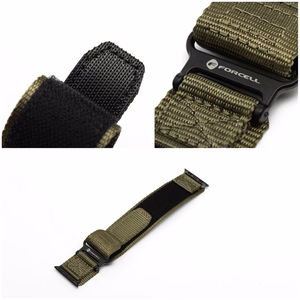 Hihna Apple Watch:lle Forcell F-Design FA05 nylon tarranauha 42 / 44 / 45 / 49 mm vihreä