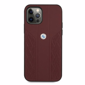 BMW Nahka Curve rei'itetty kotelo iPhone 12 / iPhone 12 Pro - punainen