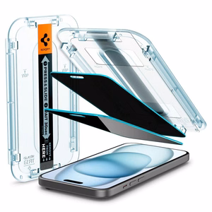 Spigen Glas.tR EzFit Privacy Tempered Glass for iPhone 15/16 with Adapter (2 pcs.)