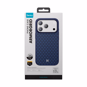 Benks Magnetic Armor Pro Armor Grid Kevlar Suojakuori Metal Frame 600D (YB69) iPhone 17 Pro:lle sininen