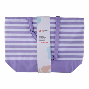 Alpina raidallinen rantalaukku, 49.3 × 16 × 34 cm, violetti ja valkoinen