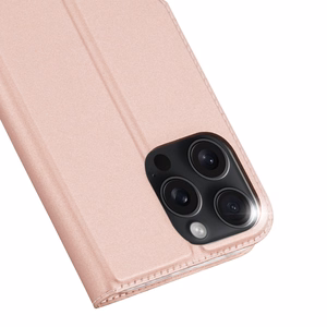 Dux Ducis Skin Pro Suojakuori iPhone 16 Pro Max:lle kansiosella ja korttilokerolla - vaaleanpunainen