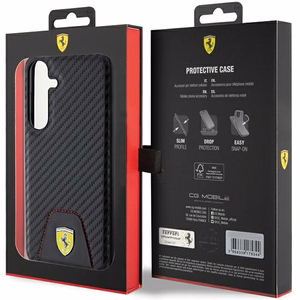 Ferrari Carbon Stitched Bottom Suojakuori Samsung Galaxy S24+:lle - musta