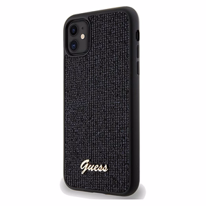 Guess Disco Metal Script -suojakuori iPhone 11 / Xr:lle - musta