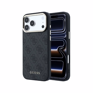 Case Guess PU Leather 4G Gold Frame MagSafe Apple iPhone 18 Pro Max black