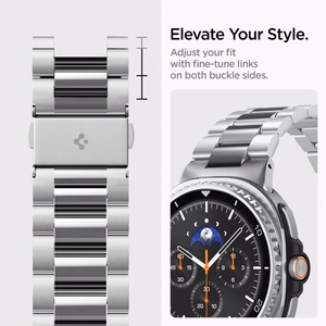 Spigen Modern Fit -hihna Galaxy Watch 8 / Classic (40 / 44 / 46mm) hopeinen