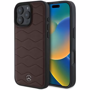 Mercedes MB Waves Nahkainen Suojakuori iPhone 16 Pro Max:lle - Punainen