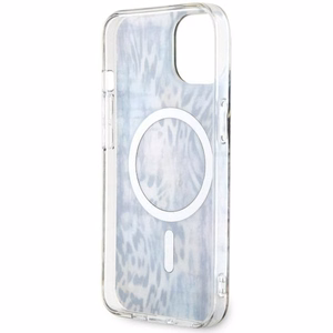 Guess Leopard MagSafe suojakuori iPhone 14:lle - sininen
