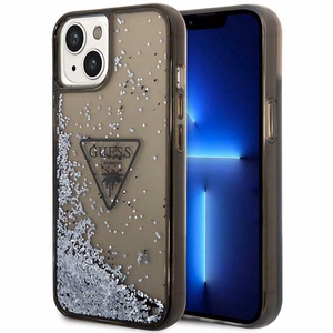 Guess GUHCP14SLFCTPK iPhone 14 6.1" musta/musta kova Suojakuori Liquid Glitter Palm Collection