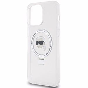 Karl Lagerfeld KLHMP15LHMRSKHH iPhone 15 Pro 6.1 valkoinen/valkoinen kovakuori Ring Stand Karl Head MagSafe