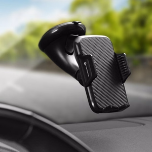 Auton puhelimen pidike Forcell F-Grip Carbon HT1 tuulilasi- / kojetaulukiinnitykseen musta