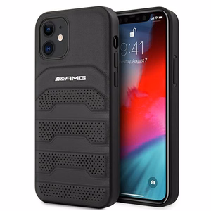 AMG Nahka Debossed Lines kotelo iPhone 12 mini - musta