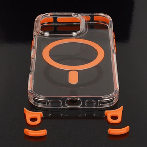 Tel Protect Strap läpinäkyvä suojakuori iPhone 16 Pro Max:lle oranssi