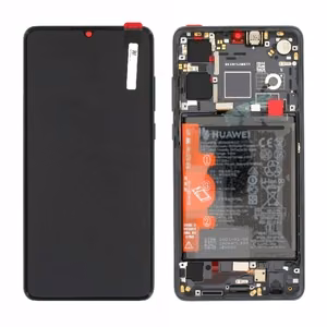 LCD-näyttö Huawei P30 (uusi versio 2021) kosketusnäytöllä, kehyksellä ja akulla musta alkuperäinen (service pack)
