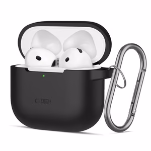 Tech-Protect Silicone Hook Suojakuori AirPods 4 -kuulokkeille - musta