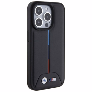 BMW Quilted Tricolor iPhone 15 Pro Suojakuori - musta