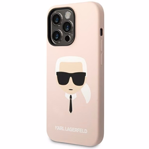 Karl Lagerfeld KLHCP14LSLKHLP iPhone 14 Pro 6.1 "kovakotelo vaaleanpunainen / vaaleanpunainen Silikoni Karl`s Head