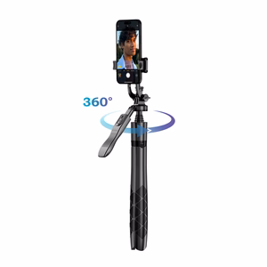 Crong SelfieGo Ultra alumiininen Bluetooth-selfiekeppi ja kolmijalka, musta