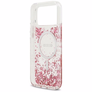 GUESS Suojakuori iPhone 17 Pro Max:lle MagSafe-yhteensopiva GUHMP17XRGRGEP (Resin Bottom Glitter) vaaleanpunainen