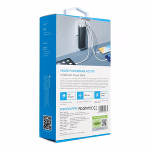 Powerbank Veger ACE100 (W1146) PD QC3.0 20W 10000 mAh musta