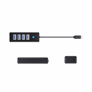 Orico PW4U-C3 USB-C / 4x USB-A 3.0 Hub - musta