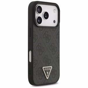 Guess Leather 4G Triangle Strass MagSafe suojakuori iPhone 17 Pro - musta