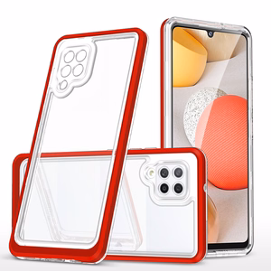 Clear 3in1 Case for Samsung Galaxy A42 5G Frame Gel Cover Red